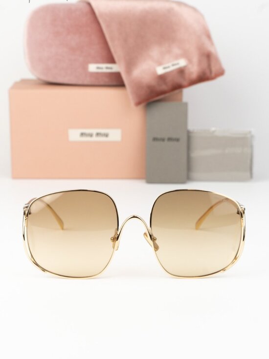 Miu Miu Women Sunglasses Gold Yellow Gradient Square MUA57S 5AK20S NEW AUTHENTIC main image 9